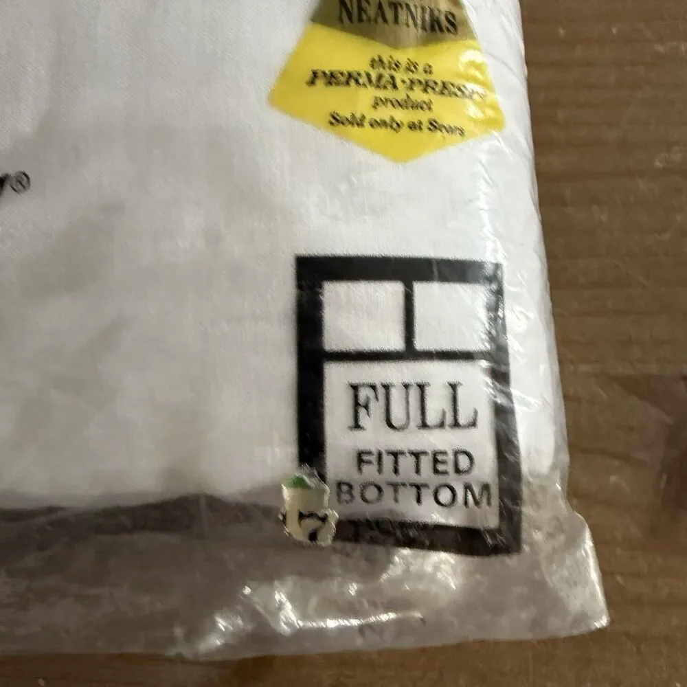 VTG Sears Fitted Full Bottom Sheet No-iron Prema Prest Muslin New Old Stock